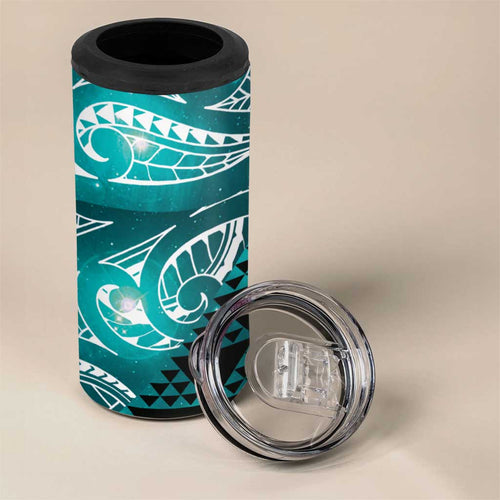Matariki New Zealand 4 in 1 Can Cooler Tumbler NZ Niho Taniwha Maori New Year Cyan Galaxy