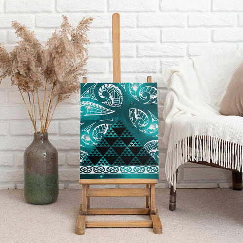 Matariki New Zealand Canvas Wall Art NZ Niho Taniwha Maori New Year Cyan Galaxy