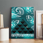 Matariki New Zealand Canvas Wall Art NZ Niho Taniwha Maori New Year Cyan Galaxy