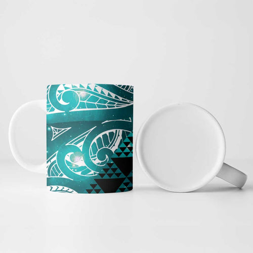 Matariki New Zealand Ceramic Mug NZ Niho Taniwha Maori New Year Cyan Galaxy