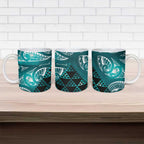 Matariki New Zealand Ceramic Mug NZ Niho Taniwha Maori New Year Cyan Galaxy