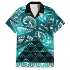 Matariki New Zealand Family Matching Off Shoulder Maxi Dress and Hawaiian Shirt NZ Niho Taniwha Maori New Year Cyan Galaxy