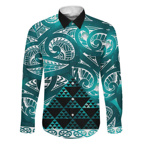 Matariki New Zealand Family Matching Off Shoulder Maxi Dress and Hawaiian Shirt NZ Niho Taniwha Maori New Year Cyan Galaxy