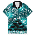 Matariki New Zealand Family Matching Short Sleeve Bodycon Dress and Hawaiian Shirt NZ Niho Taniwha Maori New Year Cyan Galaxy