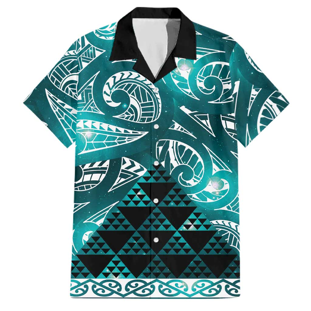 Matariki New Zealand Family Matching Summer Maxi Dress and Hawaiian Shirt NZ Niho Taniwha Maori New Year Cyan Galaxy
