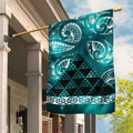 Matariki New Zealand Garden Flag NZ Niho Taniwha Maori New Year Cyan Galaxy