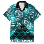 Matariki New Zealand Hawaiian Shirt NZ Niho Taniwha Maori New Year Cyan Galaxy