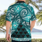 Matariki New Zealand Hawaiian Shirt NZ Niho Taniwha Maori New Year Cyan Galaxy