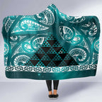 Matariki New Zealand Hooded Blanket NZ Niho Taniwha Maori New Year Cyan Galaxy