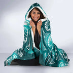 Matariki New Zealand Hooded Blanket NZ Niho Taniwha Maori New Year Cyan Galaxy