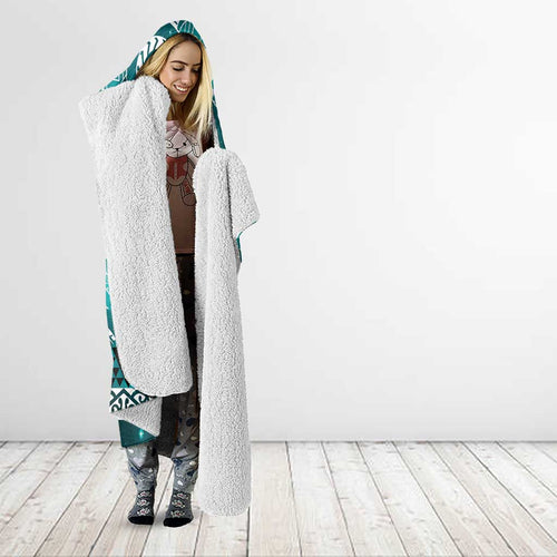 Matariki New Zealand Hooded Blanket NZ Niho Taniwha Maori New Year Cyan Galaxy