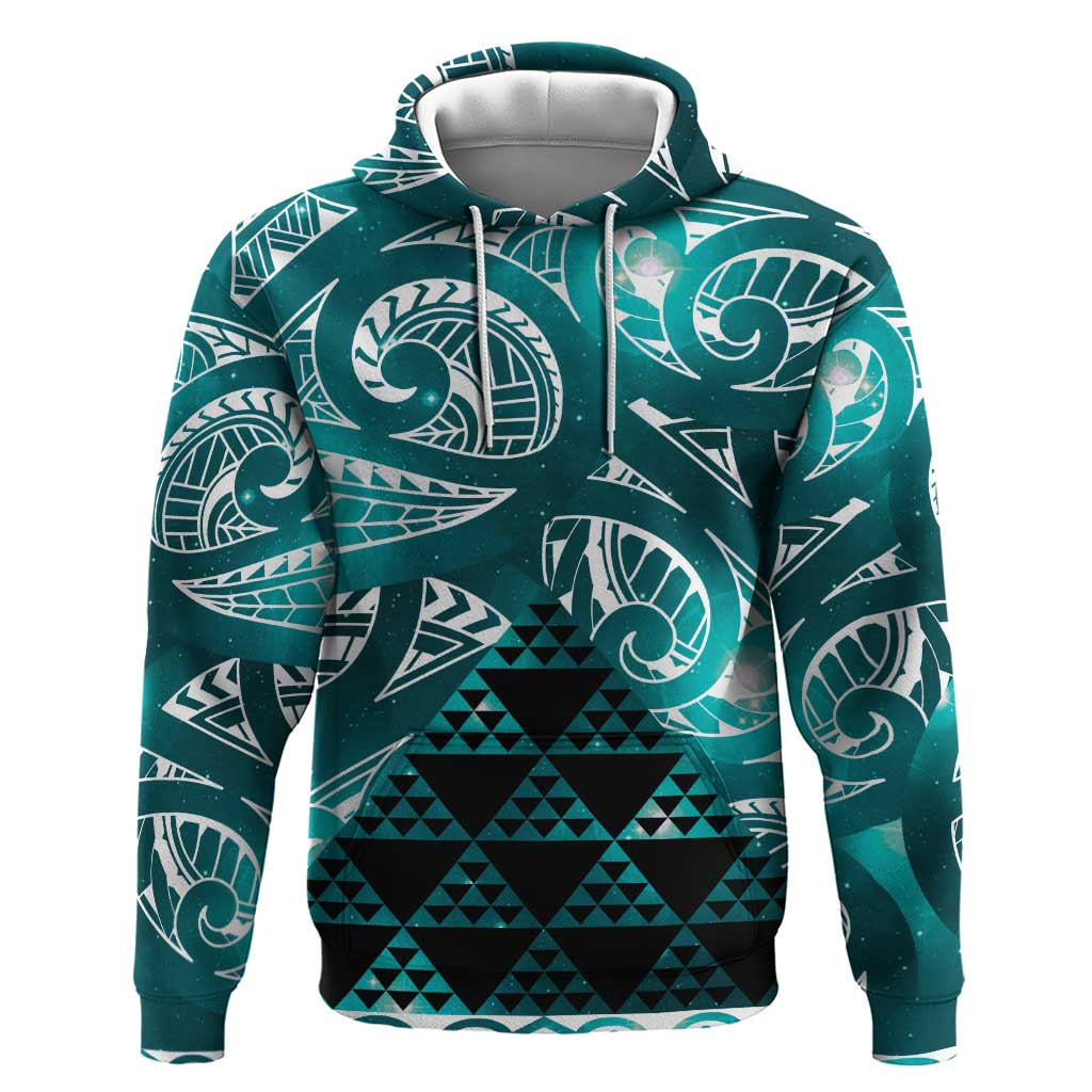 Matariki New Zealand Hoodie NZ Niho Taniwha Maori New Year Cyan Galaxy