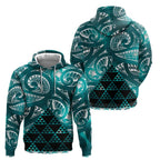 Matariki New Zealand Hoodie NZ Niho Taniwha Maori New Year Cyan Galaxy