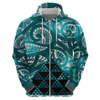 Matariki New Zealand Hoodie NZ Niho Taniwha Maori New Year Cyan Galaxy