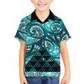 Matariki New Zealand Kid Hawaiian Shirt NZ Niho Taniwha Maori New Year Cyan Galaxy