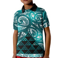 Matariki New Zealand Kid Polo Shirt NZ Niho Taniwha Maori New Year Cyan Galaxy