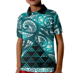 Matariki New Zealand Kid Polo Shirt NZ Niho Taniwha Maori New Year Cyan Galaxy