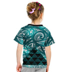 Matariki New Zealand Kid T Shirt NZ Niho Taniwha Maori New Year Cyan Galaxy