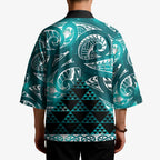 Matariki New Zealand Kimono NZ Niho Taniwha Maori New Year Cyan Galaxy