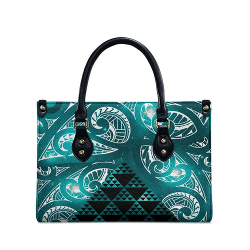Matariki New Zealand Leather Bag NZ Niho Taniwha Maori New Year Cyan Galaxy