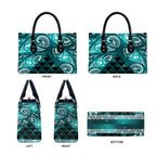 Matariki New Zealand Leather Bag NZ Niho Taniwha Maori New Year Cyan Galaxy