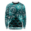 Matariki New Zealand Long Sleeve Shirt NZ Niho Taniwha Maori New Year Cyan Galaxy
