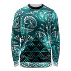 Matariki New Zealand Long Sleeve Shirt NZ Niho Taniwha Maori New Year Cyan Galaxy