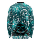 Matariki New Zealand Long Sleeve Shirt NZ Niho Taniwha Maori New Year Cyan Galaxy