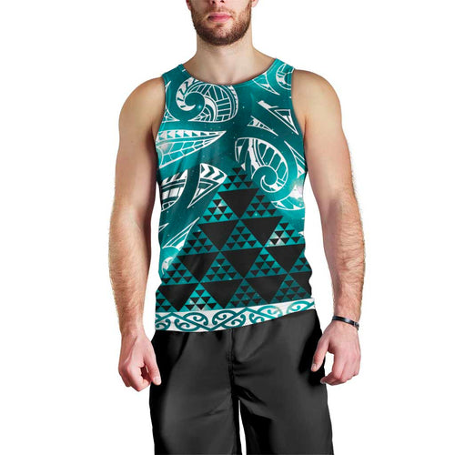 Matariki New Zealand Men Tank Top NZ Niho Taniwha Maori New Year Cyan Galaxy