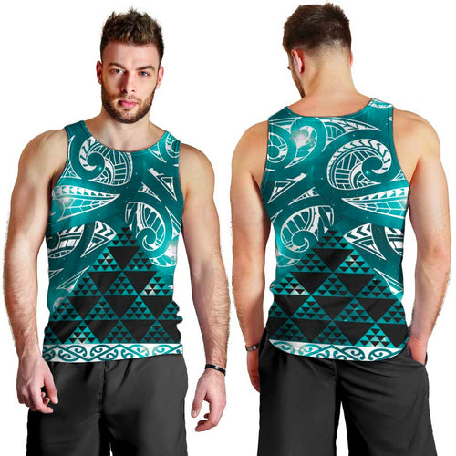 Matariki New Zealand Men Tank Top NZ Niho Taniwha Maori New Year Cyan Galaxy