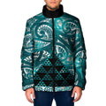 Matariki New Zealand Padded Jacket NZ Niho Taniwha Maori New Year Cyan Galaxy