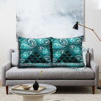 Matariki New Zealand Pillow Cover NZ Niho Taniwha Maori New Year Cyan Galaxy