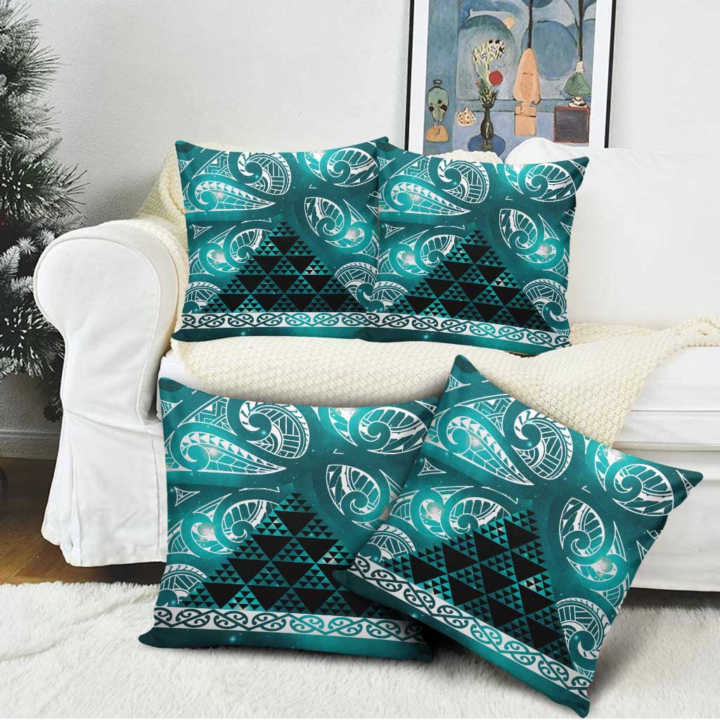 Matariki New Zealand Pillow Cover NZ Niho Taniwha Maori New Year Cyan Galaxy