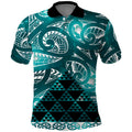 Matariki New Zealand Polo Shirt NZ Niho Taniwha Maori New Year Cyan Galaxy