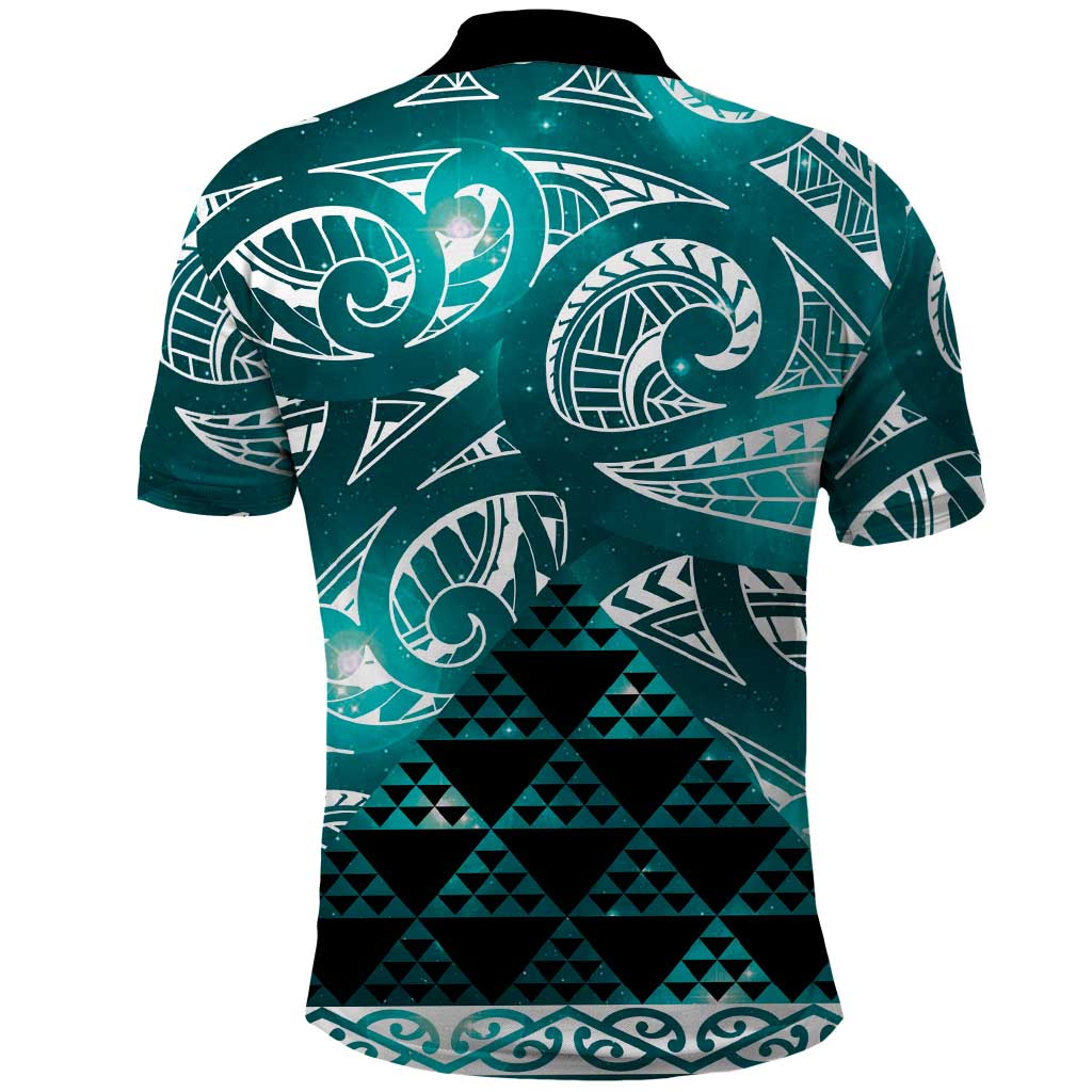 Matariki New Zealand Polo Shirt NZ Niho Taniwha Maori New Year Cyan Galaxy