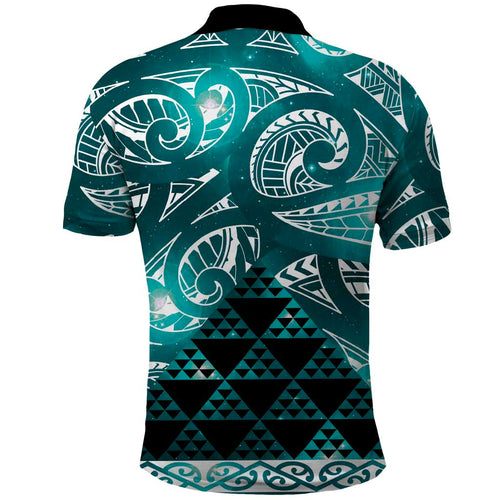 Matariki New Zealand Polo Shirt NZ Niho Taniwha Maori New Year Cyan Galaxy