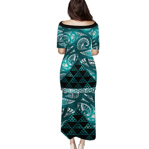 Matariki New Zealand Puletasi NZ Niho Taniwha Maori New Year Cyan Galaxy