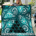 Matariki New Zealand Quilt NZ Niho Taniwha Maori New Year Cyan Galaxy