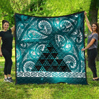 Matariki New Zealand Quilt NZ Niho Taniwha Maori New Year Cyan Galaxy