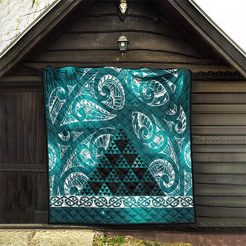 Matariki New Zealand Quilt NZ Niho Taniwha Maori New Year Cyan Galaxy