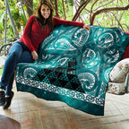 Matariki New Zealand Quilt NZ Niho Taniwha Maori New Year Cyan Galaxy