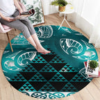 Matariki New Zealand Round Carpet NZ Niho Taniwha Maori New Year Cyan Galaxy