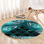 Matariki New Zealand Round Carpet NZ Niho Taniwha Maori New Year Cyan Galaxy