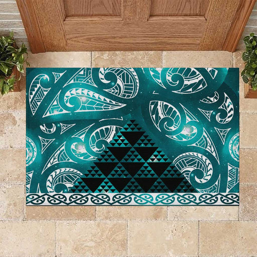 Matariki New Zealand Rubber Doormat NZ Niho Taniwha Maori New Year Cyan Galaxy