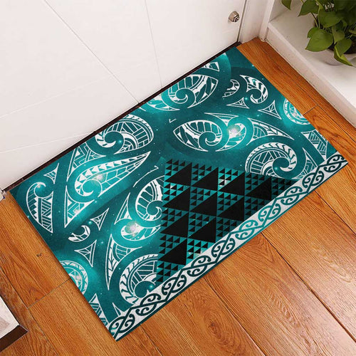 Matariki New Zealand Rubber Doormat NZ Niho Taniwha Maori New Year Cyan Galaxy