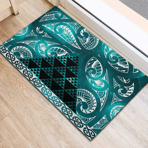 Matariki New Zealand Rubber Doormat NZ Niho Taniwha Maori New Year Cyan Galaxy