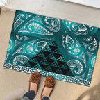 Matariki New Zealand Rubber Doormat NZ Niho Taniwha Maori New Year Cyan Galaxy