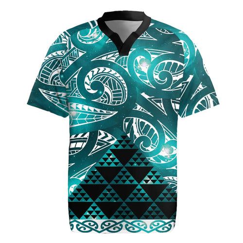 Matariki New Zealand Rugby Jersey NZ Niho Taniwha Maori New Year Cyan Galaxy