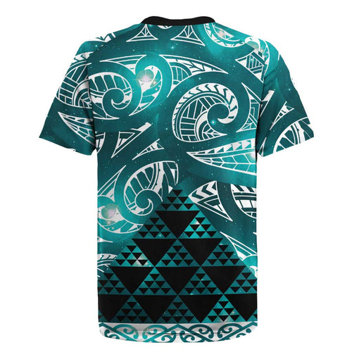 Matariki New Zealand Rugby Jersey NZ Niho Taniwha Maori New Year Cyan Galaxy