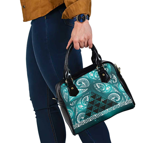 Matariki New Zealand Shoulder Handbag NZ Niho Taniwha Maori New Year Cyan Galaxy